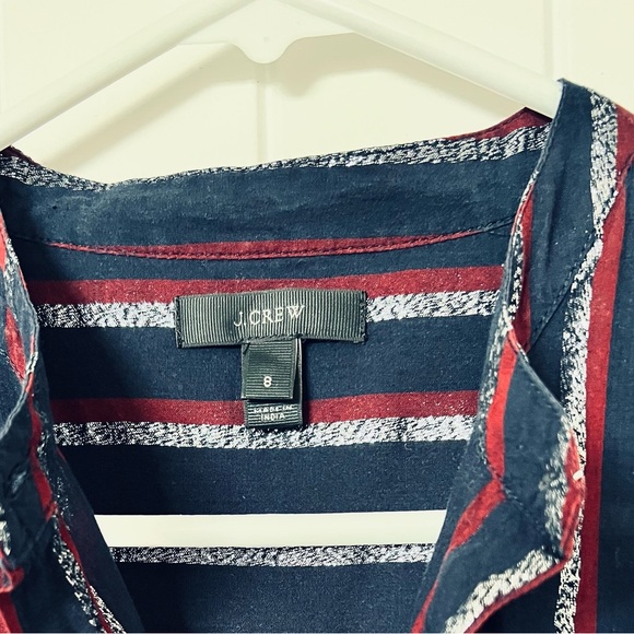 Striped Navy/Burgundy/Lurex Cotton Shirt with Mandarin Collar from J.Crew - Picture 4 of 4